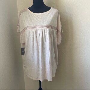 NWT J.Jill Women's Cream Embroidered Top XL Cotton
